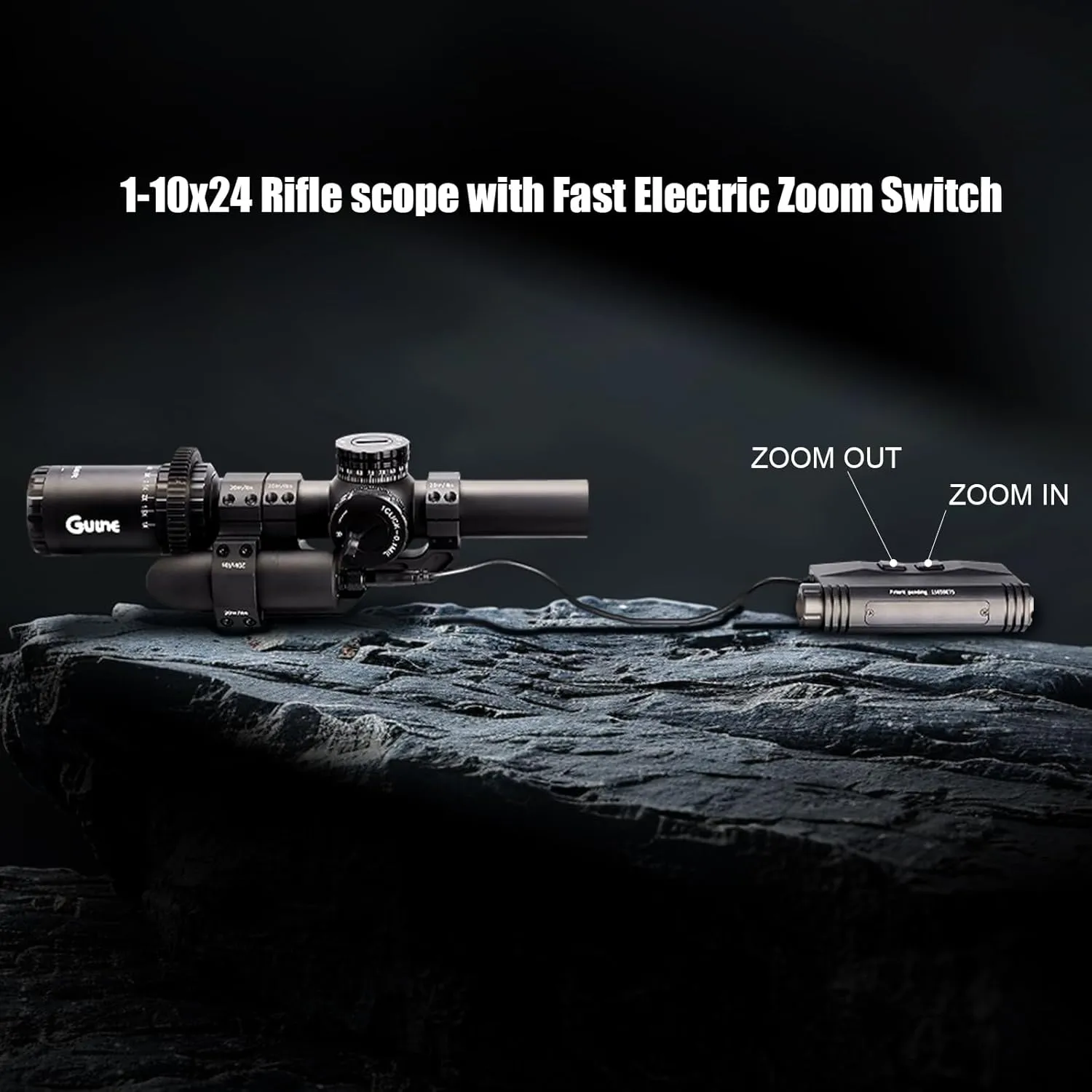 1-10x24 Riflescope with Portable Quick Electronic Motorized Zoom Switch Kit Fast Zooming System LVPO Rifle Scope 30mm,Compatible with 20mm Picatinny Rail
