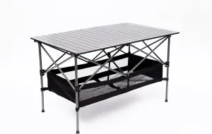 1-Piece Carrying Bag,Lightweight Aluminum Roll-up Rectangular Indoor, Camping, Picnics,Beach,Backyard, BBQ Folding Outdoor Table, Black