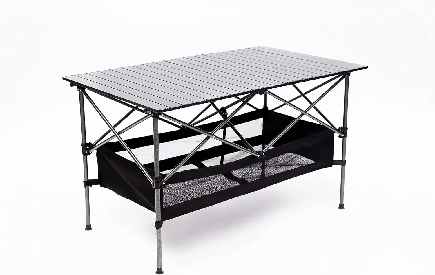 1-Piece Carrying Bag,Lightweight Aluminum Roll-up Rectangular Indoor, Camping, Picnics,Beach,Backyard, BBQ Folding Outdoor Table, Black