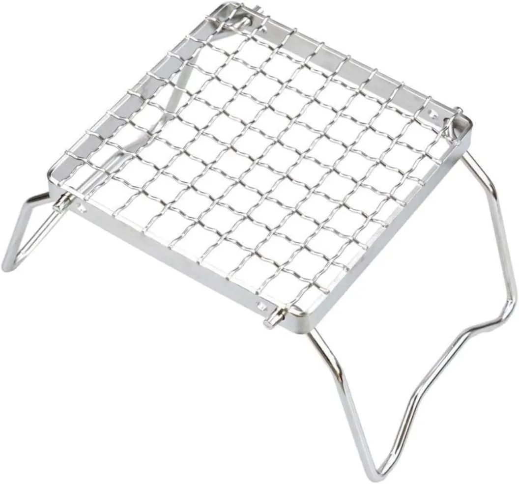 1 Set Camping Grill Rack Stainless Steel Portable Barbecue Rack for Outdoor Cooking Easy to Fold and Store for Picnics Bbqs and Camping Trips