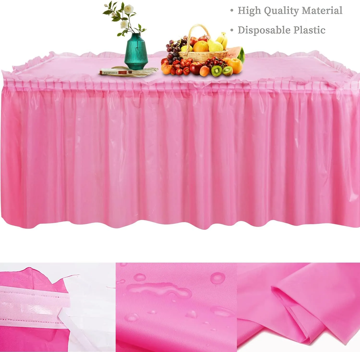10-Parks Tulle Table Skirt-5 Pack Pink Table Cloths for Parties Table Skirts for Rectangle Tables 54" x 108" Pink Tablecloths for Party Birthday Baby Shower