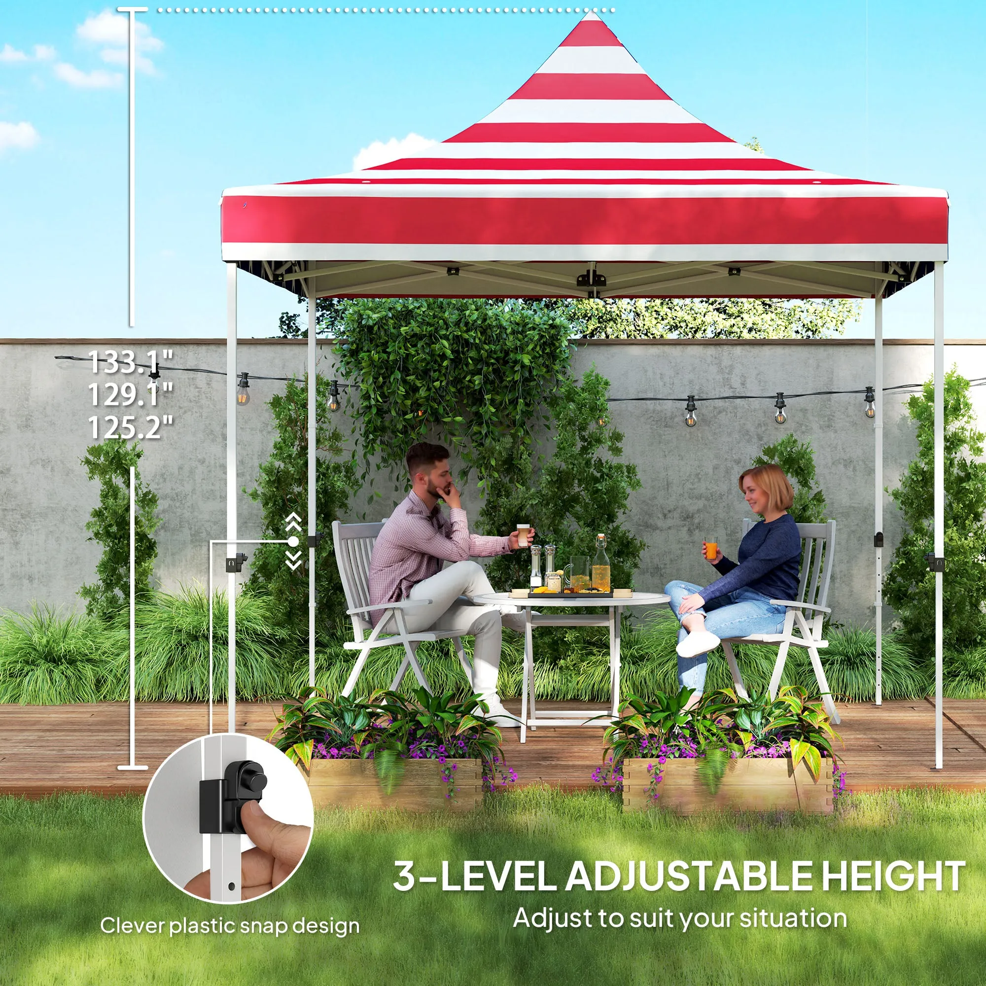 10' x 10' Canopy Tent with Sidewalls, UPF50  Sun Shelter with Storage Pockets, American Flag Design
