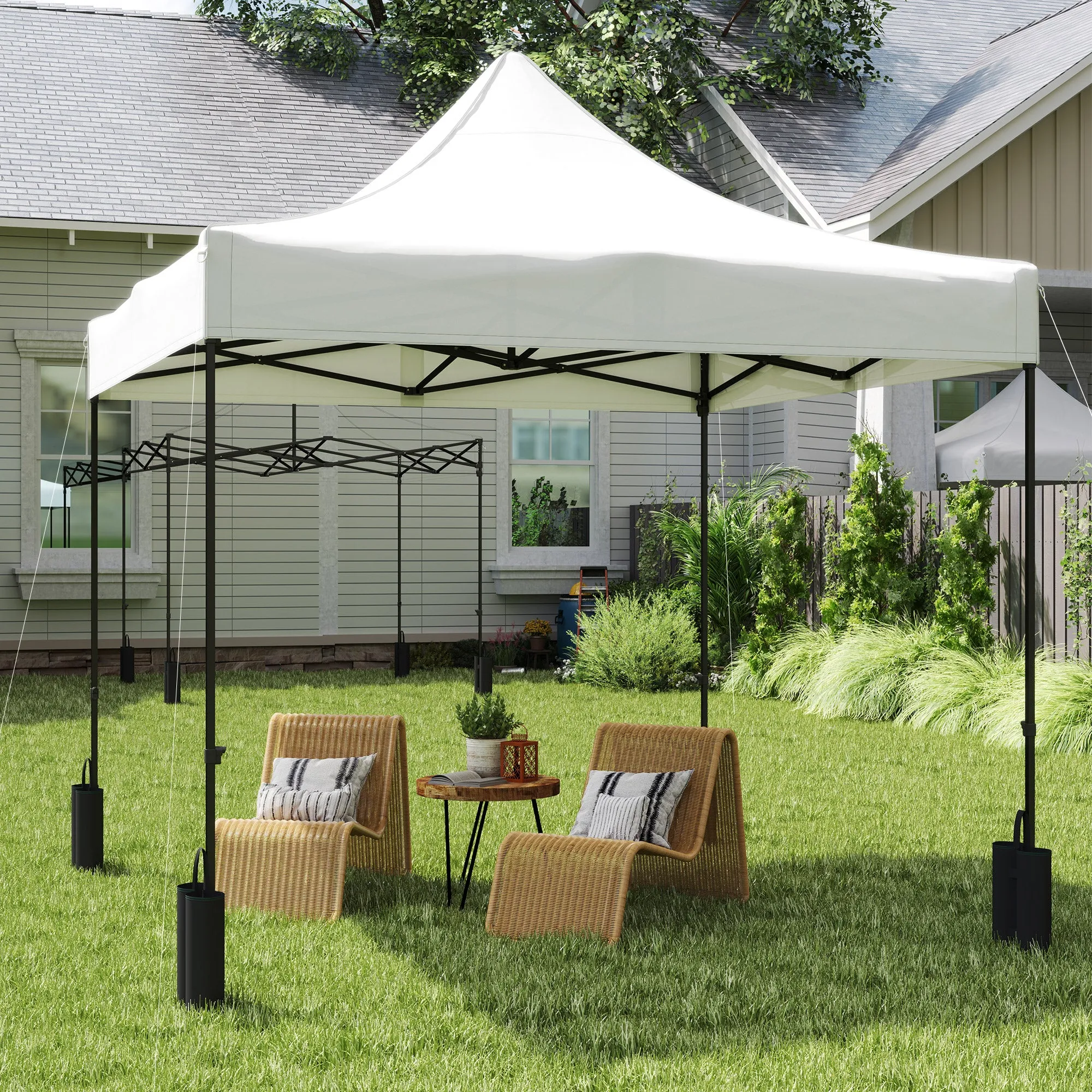 10' x 10' Gazebo Replacement Top with 4 Weight Bags & 8 Drain Holes, UPF50 , White