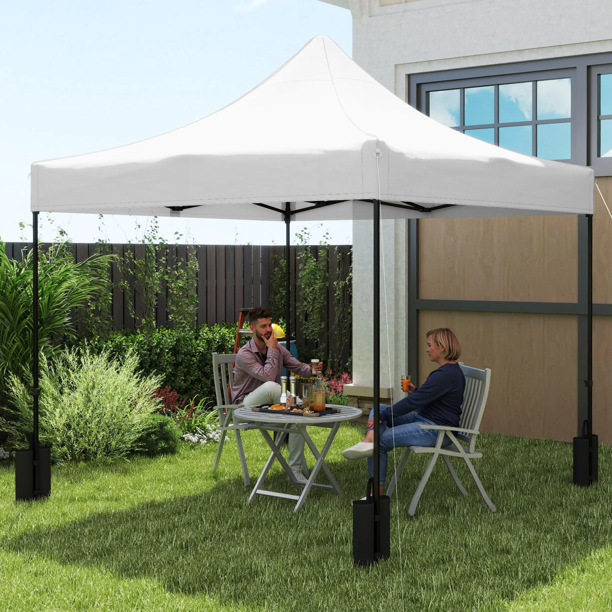 10' x 10' Gazebo Replacement Top with 4 Weight Bags & 8 Drain Holes, UPF50 , White