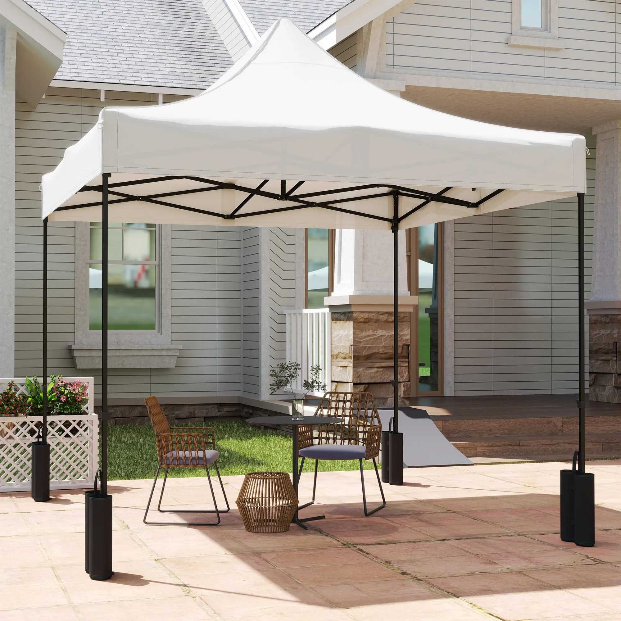 10' x 10' Gazebo Replacement Top with 4 Weight Bags & 8 Drain Holes, UPF50 , White