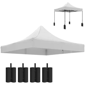 10' x 10' Gazebo Replacement Top with 4 Weight Bags & 8 Drain Holes, UPF50 , White