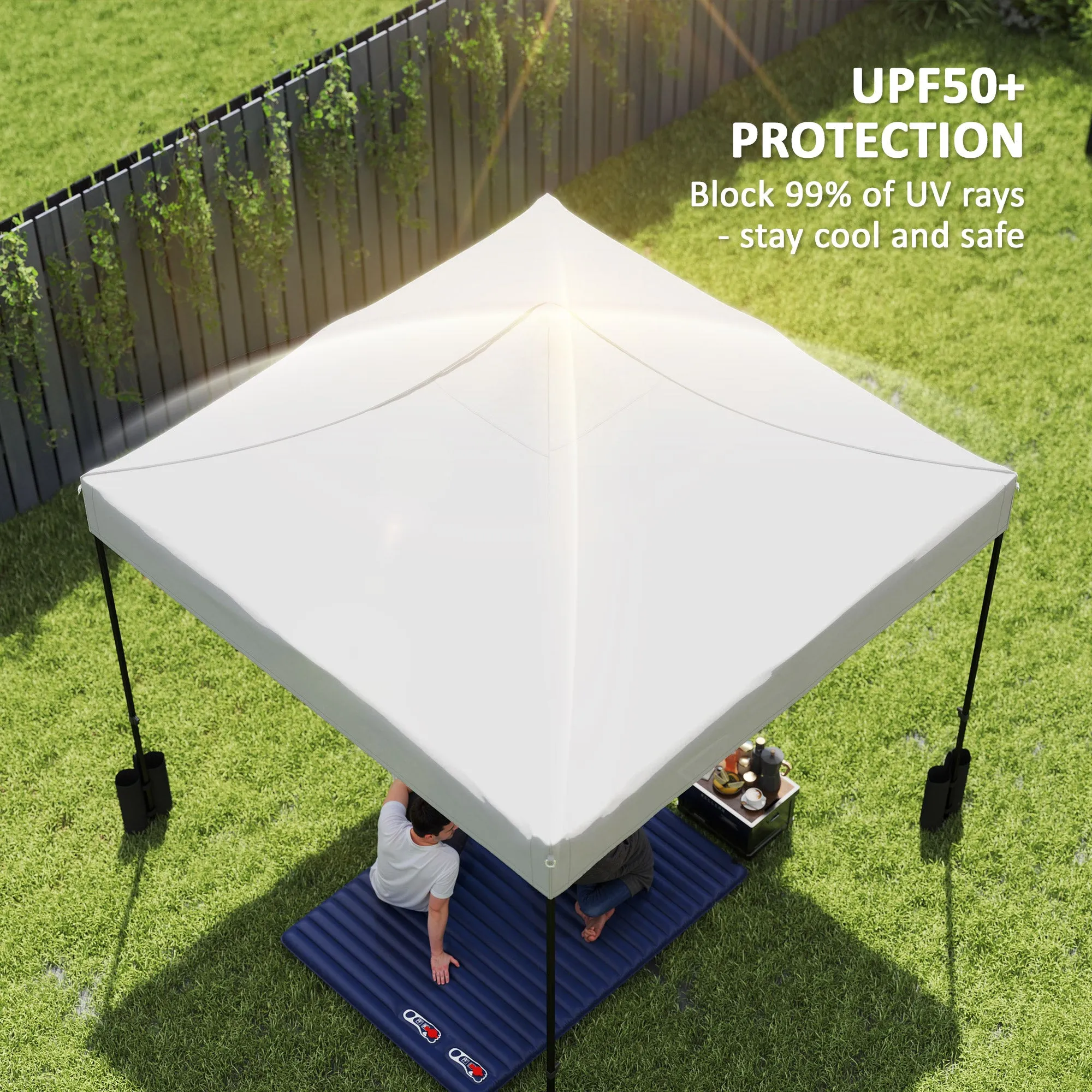 10' x 10' Gazebo Replacement Top with 4 Weight Bags & 8 Drain Holes, UPF50 , White