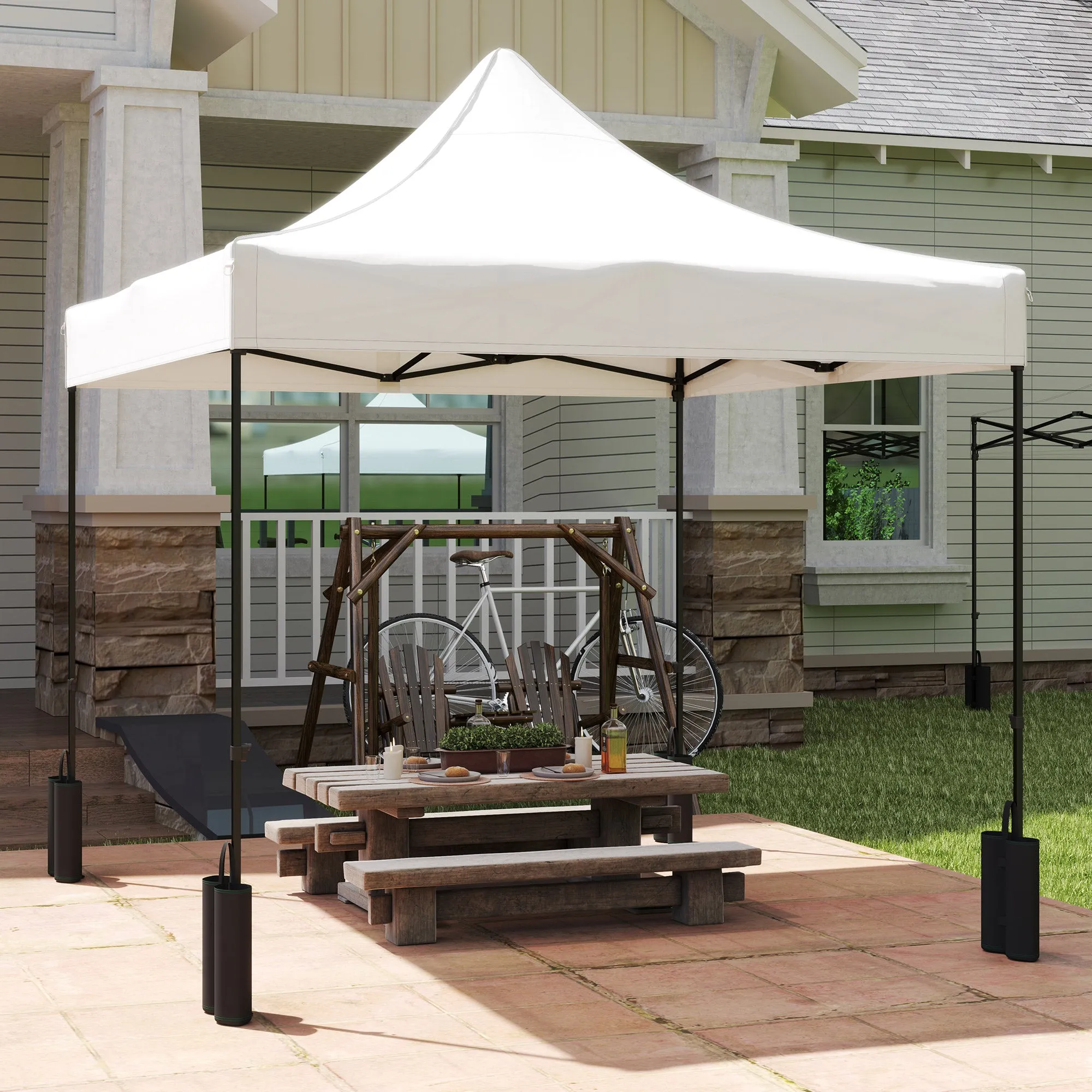 10' x 10' Gazebo Replacement Top with 4 Weight Bags & 8 Drain Holes, UPF50 , White
