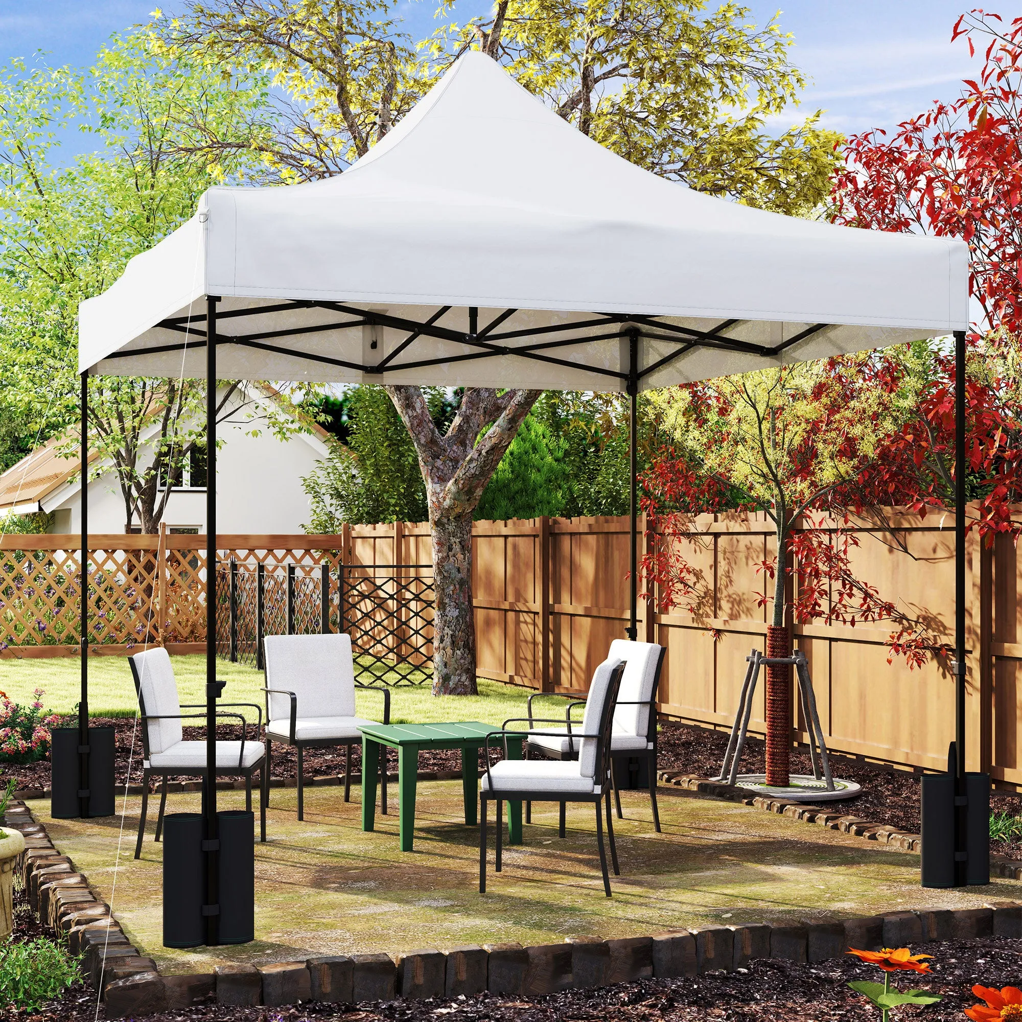 10' x 10' Gazebo Replacement Top with 4 Weight Bags & 8 Drain Holes, UPF50 , White