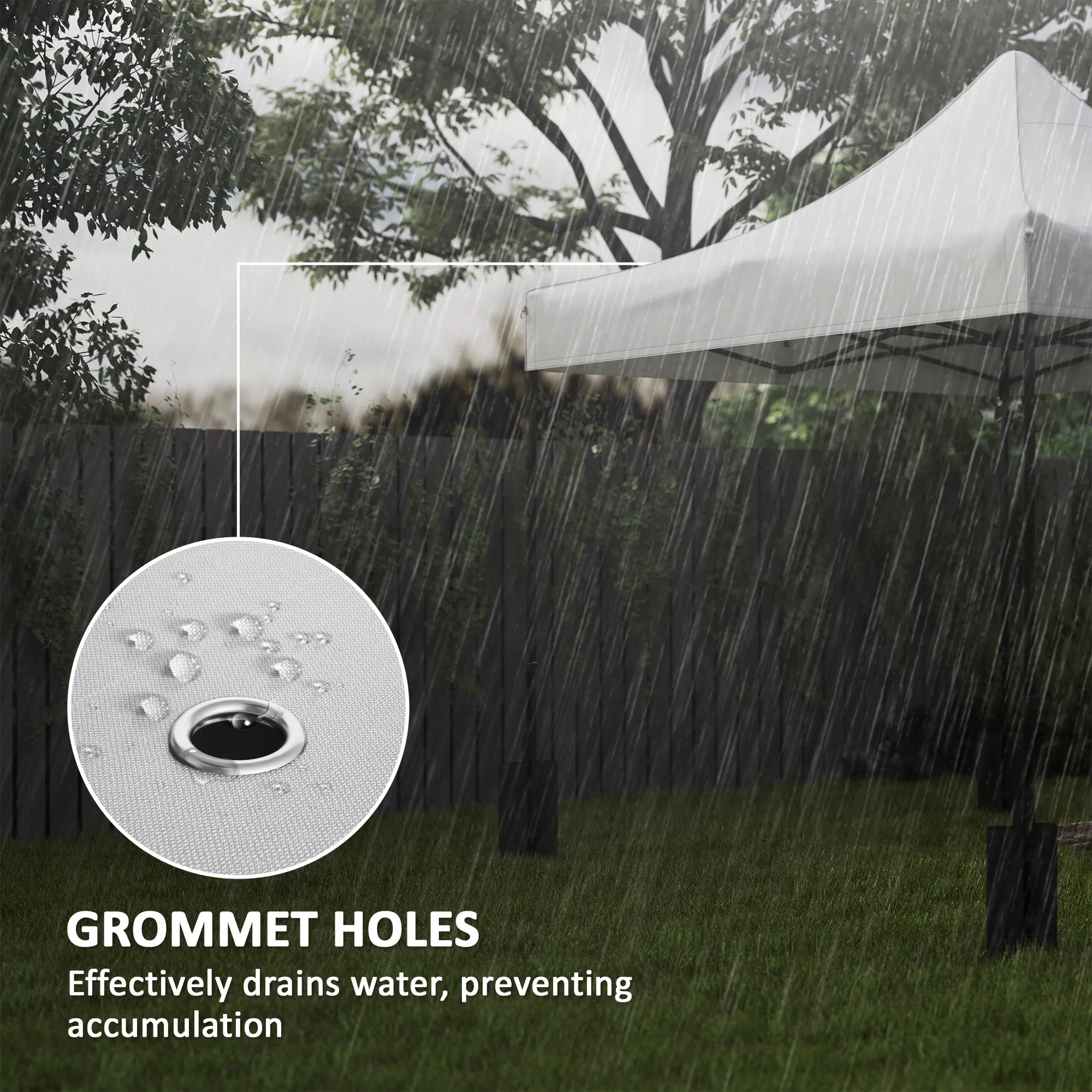 10' x 10' Gazebo Replacement Top with 4 Weight Bags & 8 Drain Holes, UPF50 , White