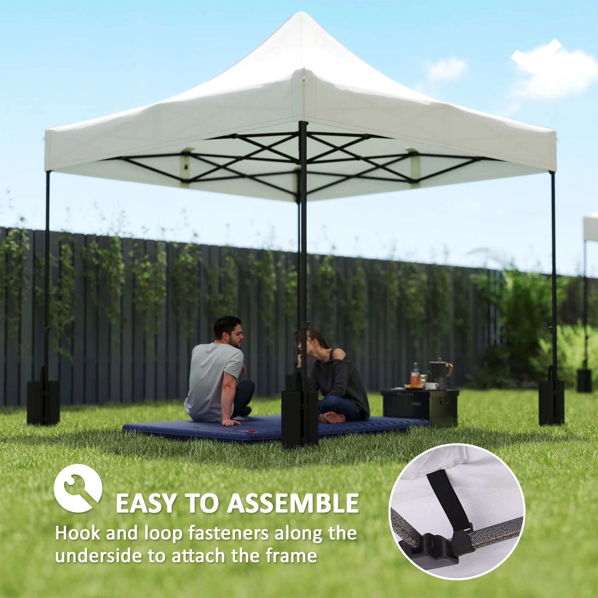 10' x 10' Gazebo Replacement Top with 4 Weight Bags & 8 Drain Holes, UPF50 , White
