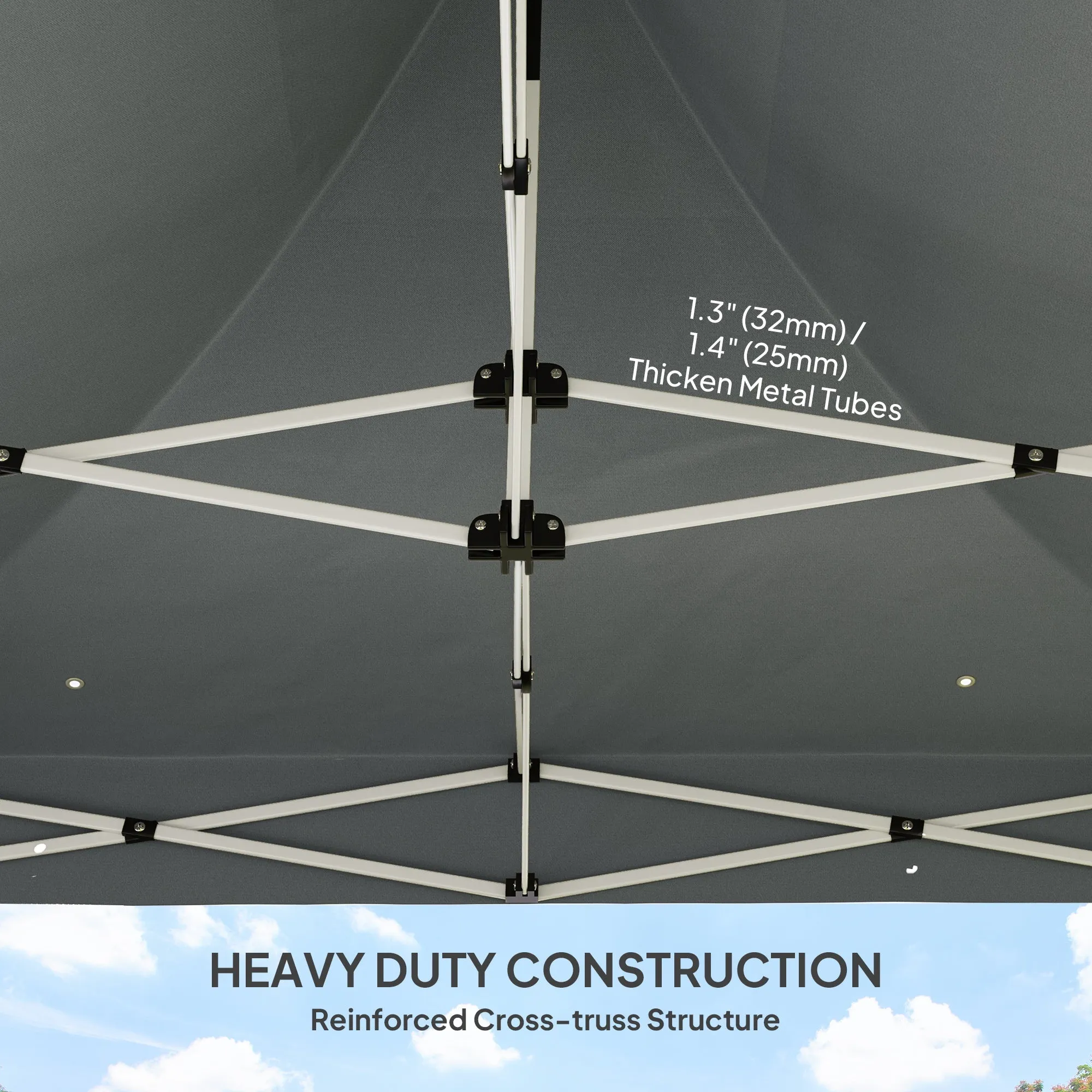 10' x 10' Heavy Duty Pop-Up Canopy Tent with Sidewalls, UPF50  & Storage Pockets, Gray