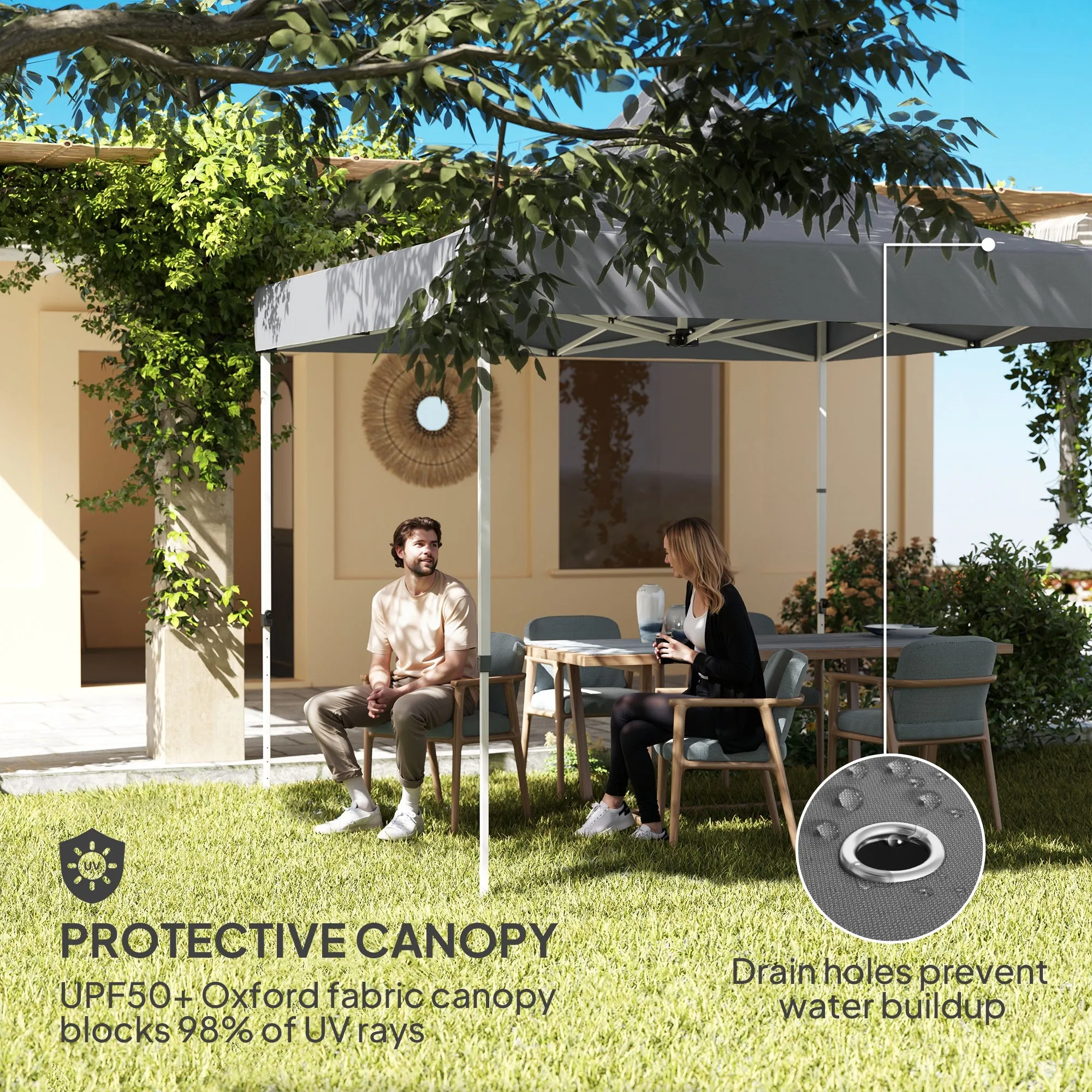 10' x 10' Heavy Duty Pop-Up Canopy Tent with Sidewalls, UPF50  & Storage Pockets, Gray