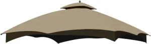 10' x 12' Double-Tier Gazebo Roof Cover with Air Vent, Heavy Duty Canopy Roof Gazebo Top for Lowe's Allen Roth Gazebo 10x12#GF-12S004B-1, Khaki