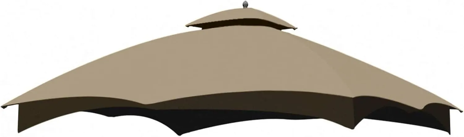 10' x 12' Double-Tier Gazebo Roof Cover with Air Vent, Heavy Duty Canopy Roof Gazebo Top for Lowe's Allen Roth Gazebo 10x12#GF-12S004B-1, Khaki