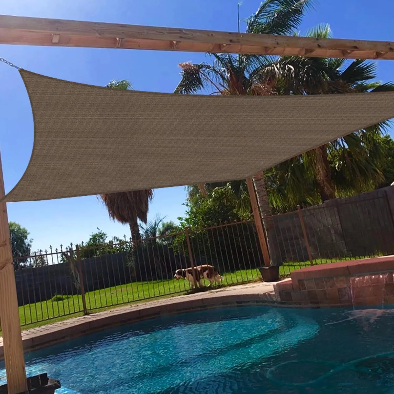 10' x 13' Sun Shade Sail Rectangle Outdoor Canopy Cover UV Block for Backyard Porch Pergola Deck Garden Patio (Brown)