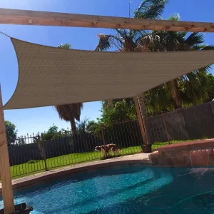 10' x 13' Sun Shade Sail Rectangle Outdoor Canopy Cover UV Block for Backyard Porch Pergola Deck Garden Patio (Brown)