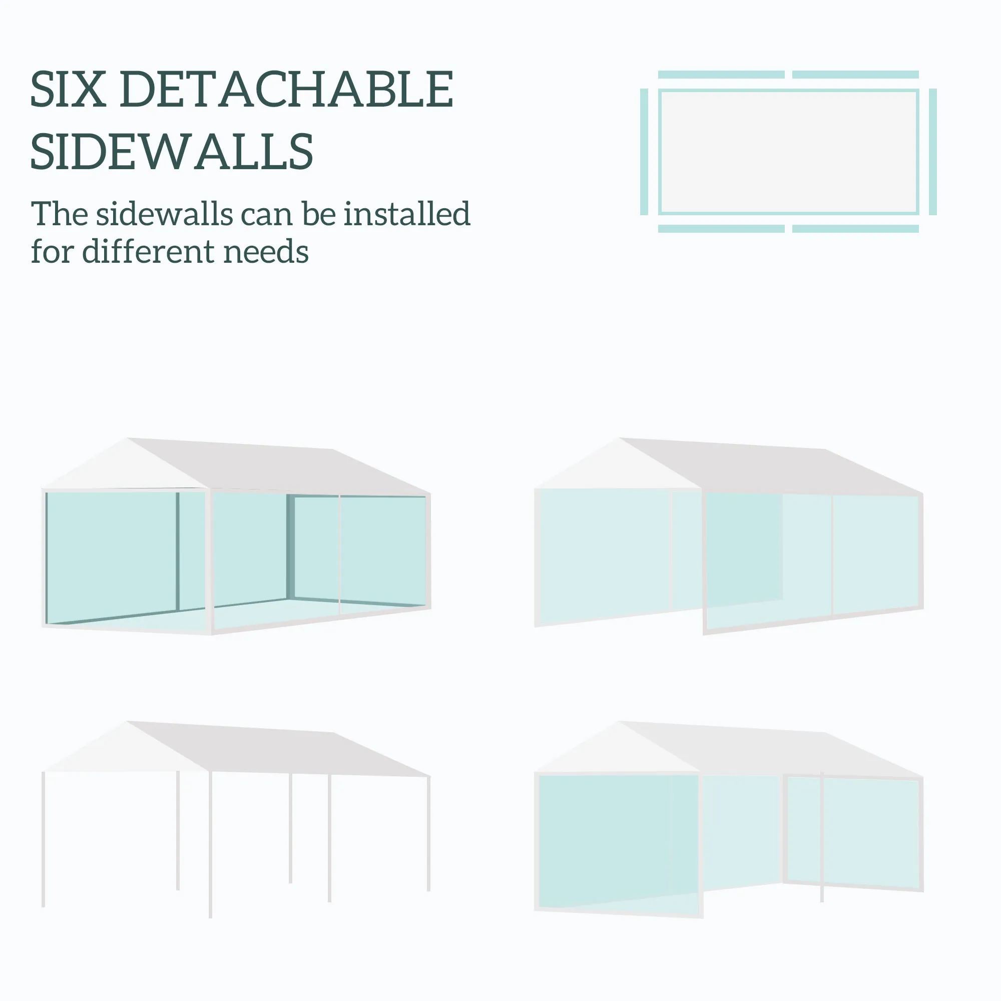10' x 20' Party Tent Gazebo with Removable Sidewalls, White Shelter for Outdoor Events & BBQs