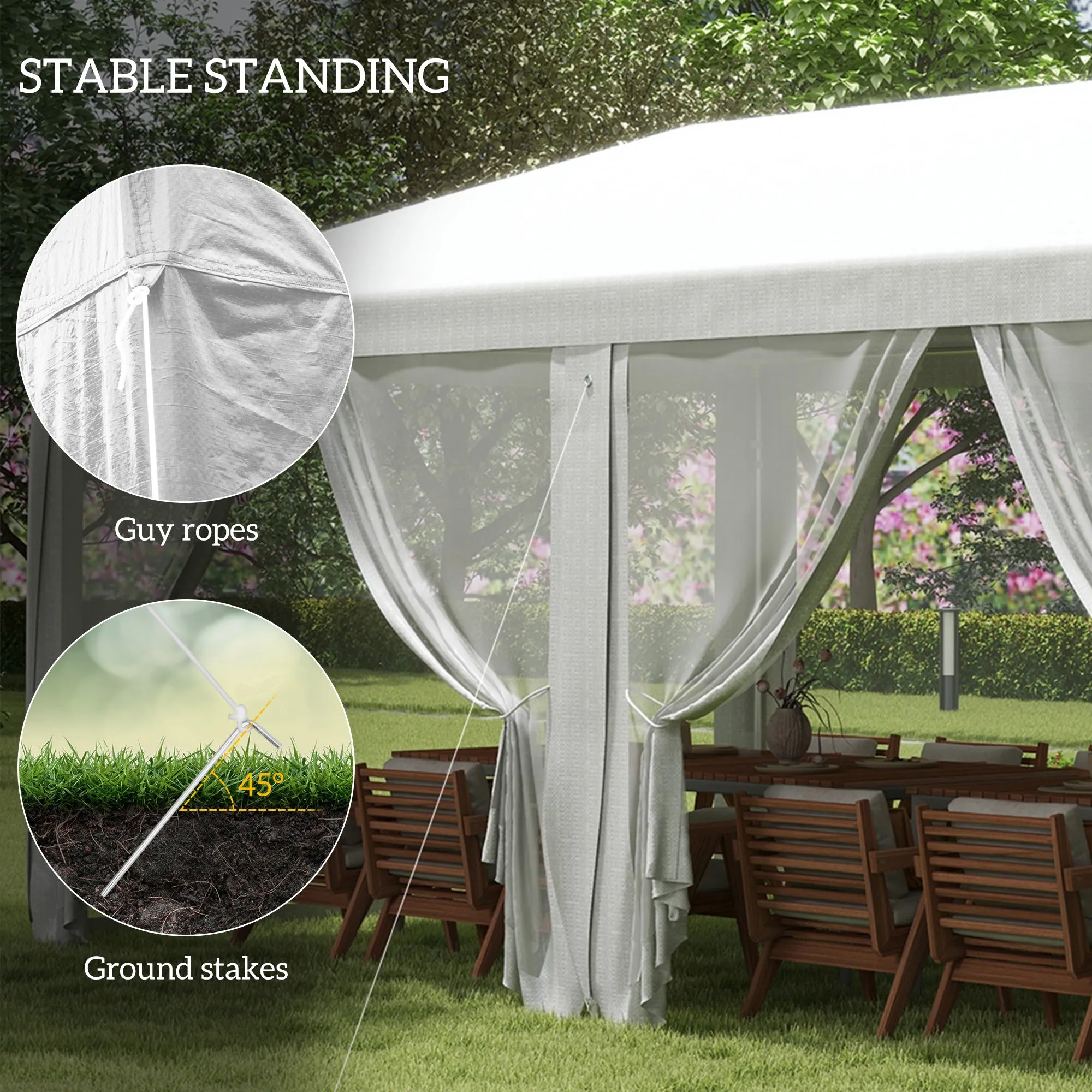 10' x 20' Party Tent Gazebo with Removable Sidewalls, White Shelter for Outdoor Events & BBQs
