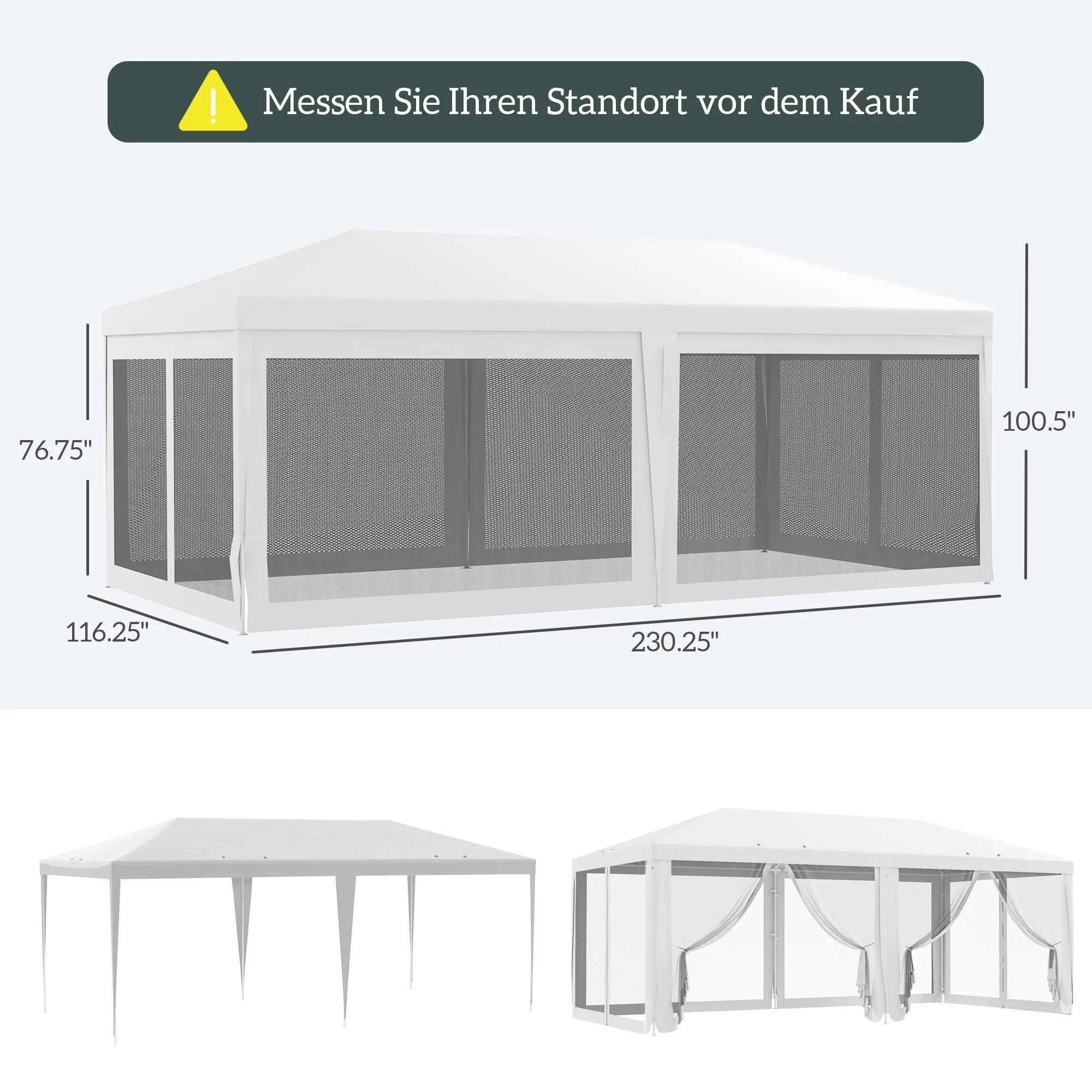 10' x 20' Party Tent Gazebo with Removable Sidewalls, White Shelter for Outdoor Events & BBQs