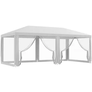 10' x 20' Party Tent Gazebo with Removable Sidewalls, White Shelter for Outdoor Events & BBQs
