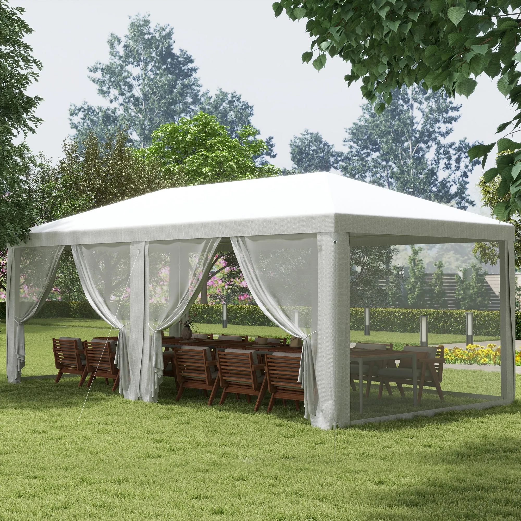 10' x 20' Party Tent Gazebo with Removable Sidewalls, White Shelter for Outdoor Events & BBQs