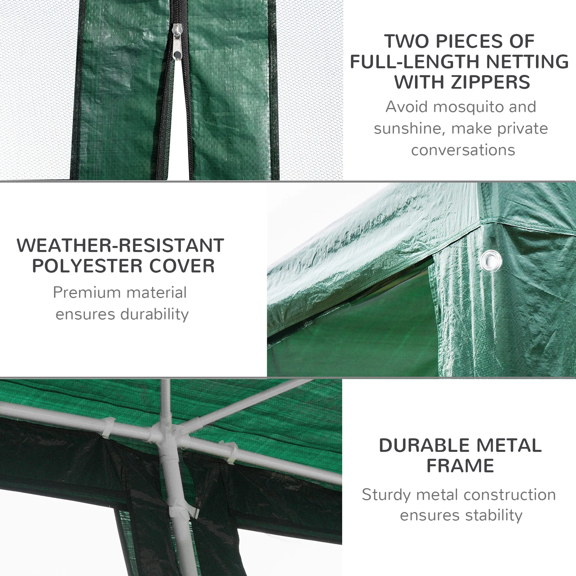 10' x 20' Party Tent with 6 Removable Sidewalls, Green Gazebo Shade Shelter for Outdoor Events