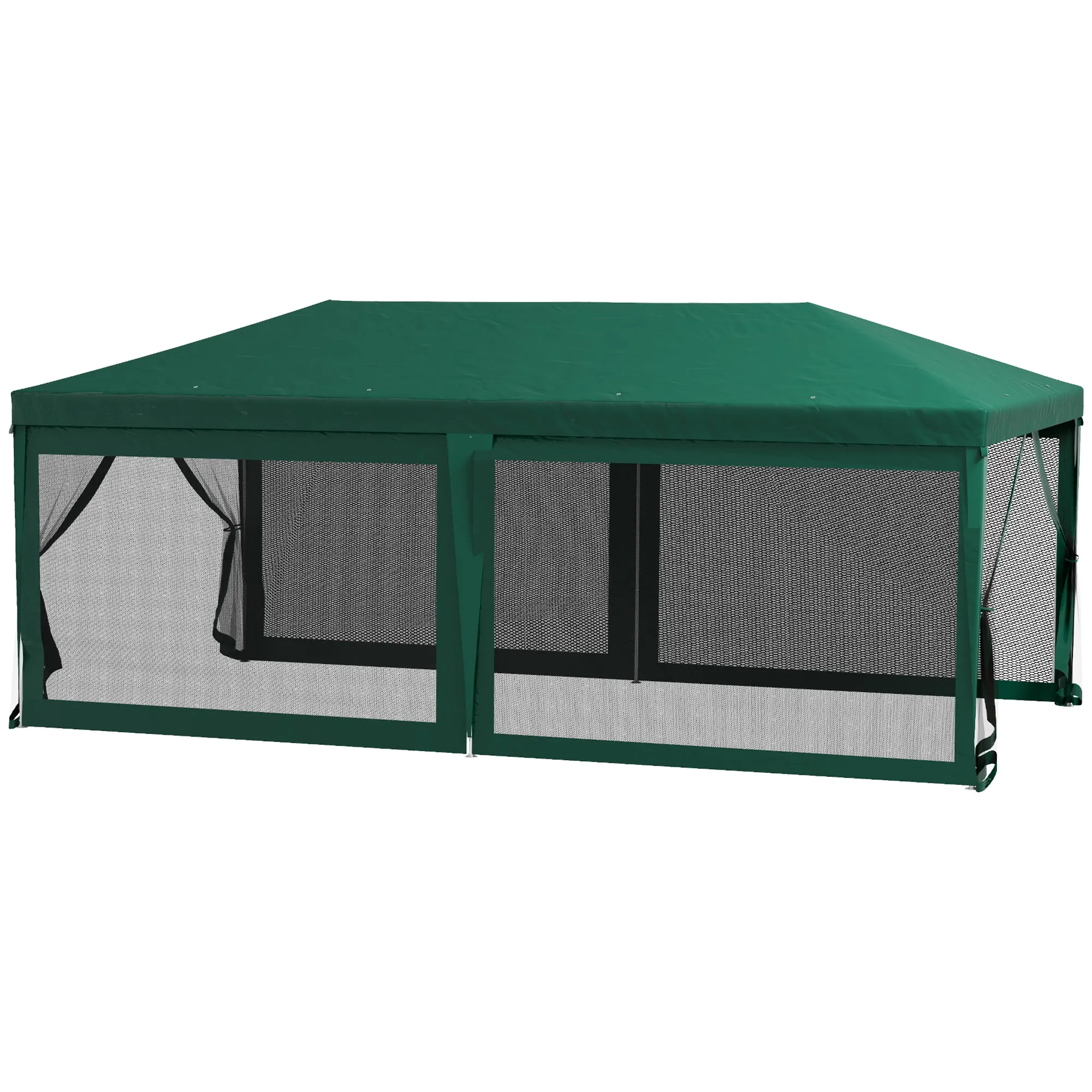10' x 20' Party Tent with 6 Removable Sidewalls, Green Gazebo Shade Shelter for Outdoor Events