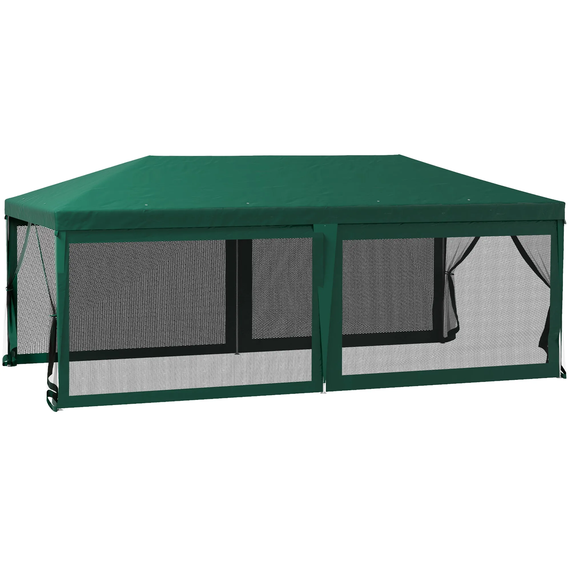 10' x 20' Party Tent with 6 Removable Sidewalls, Green Gazebo Shade Shelter for Outdoor Events