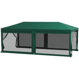10' x 20' Party Tent with 6 Removable Sidewalls, Green Gazebo Shade Shelter for Outdoor Events