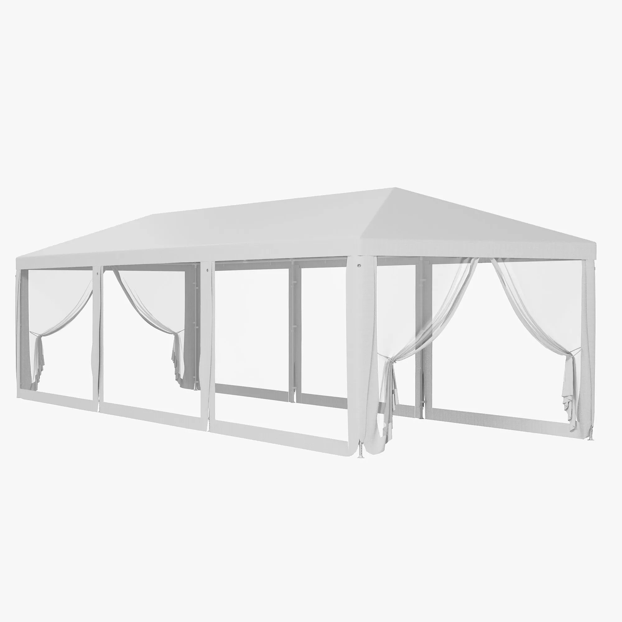10' x 28' Party Tent, Wedding Canopy with Removable Sidewalls, Shade Shelter, White