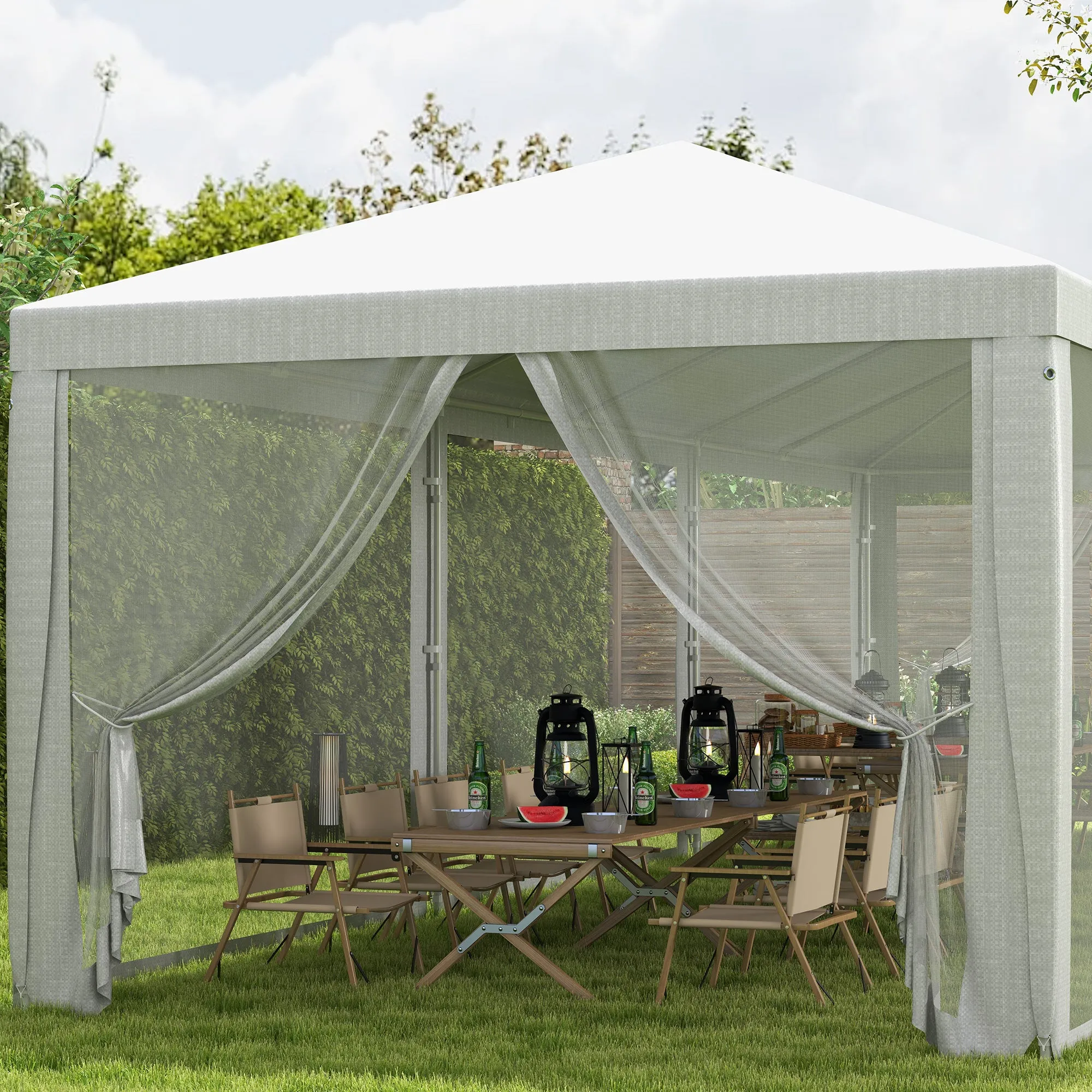 10' x 28' Party Tent, Wedding Canopy with Removable Sidewalls, Shade Shelter, White