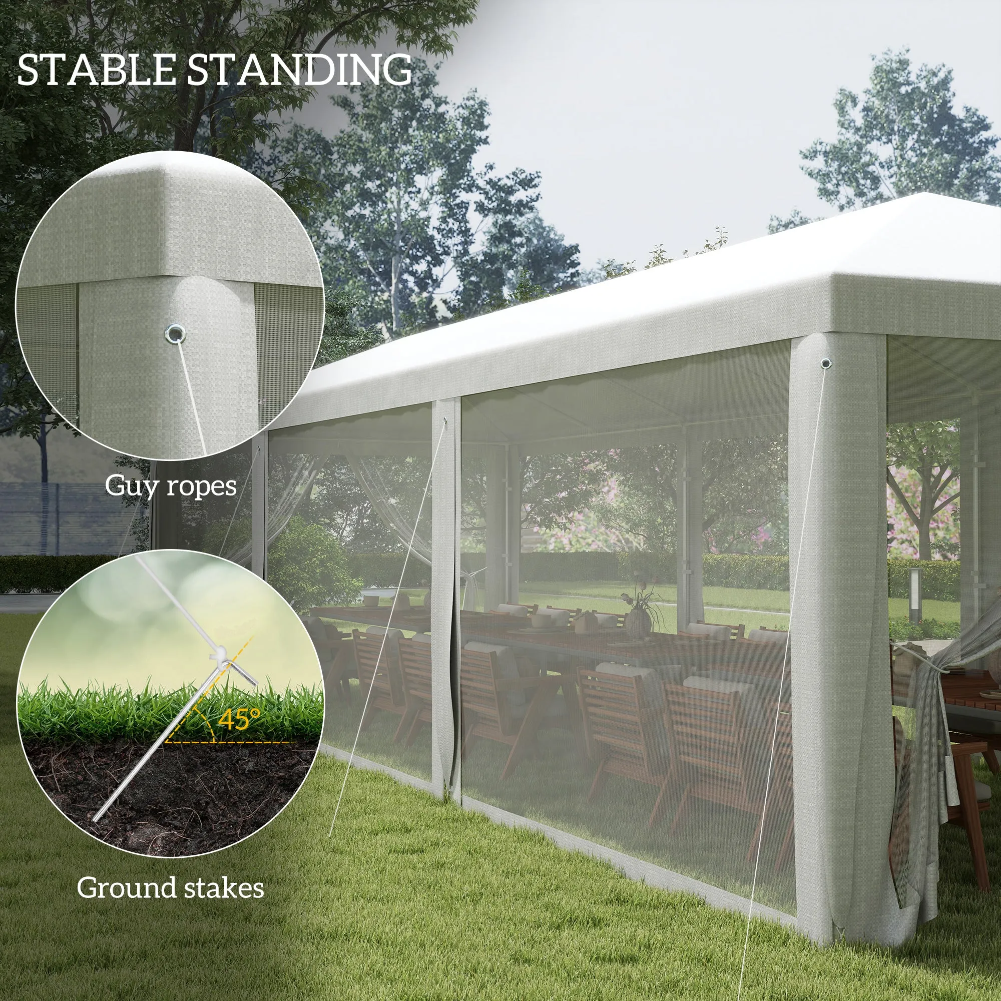 10' x 28' Party Tent, Wedding Canopy with Removable Sidewalls, Shade Shelter, White
