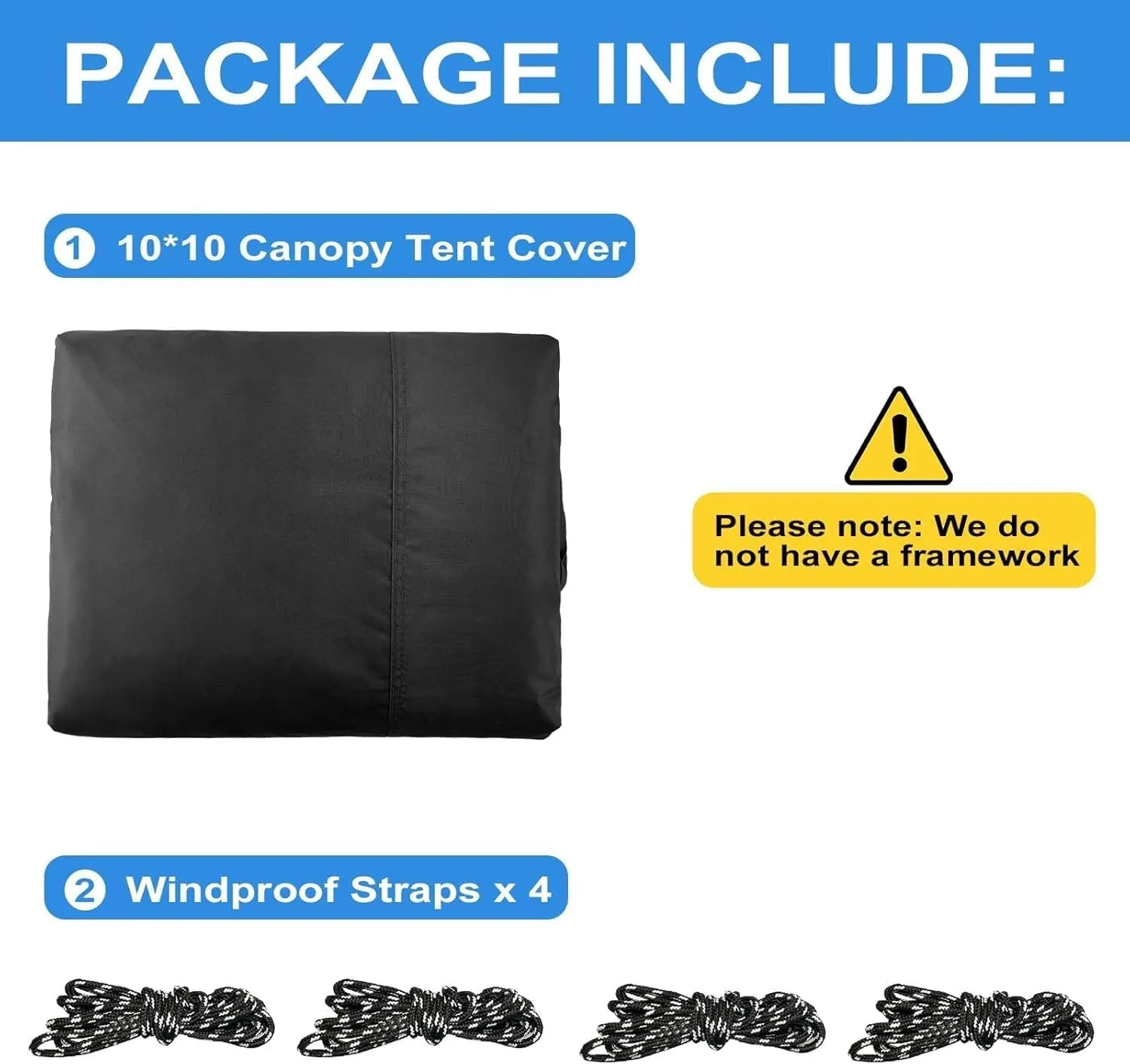 10×10 Canopy Replacement Top Cover, Pop Up Canopy Tent Cover for Straight Leg Frame, Waterproof Canopy Top with Windproof Ropes for Outdoor Garden Patio Camping Sun Shade(Top Only) (Black)