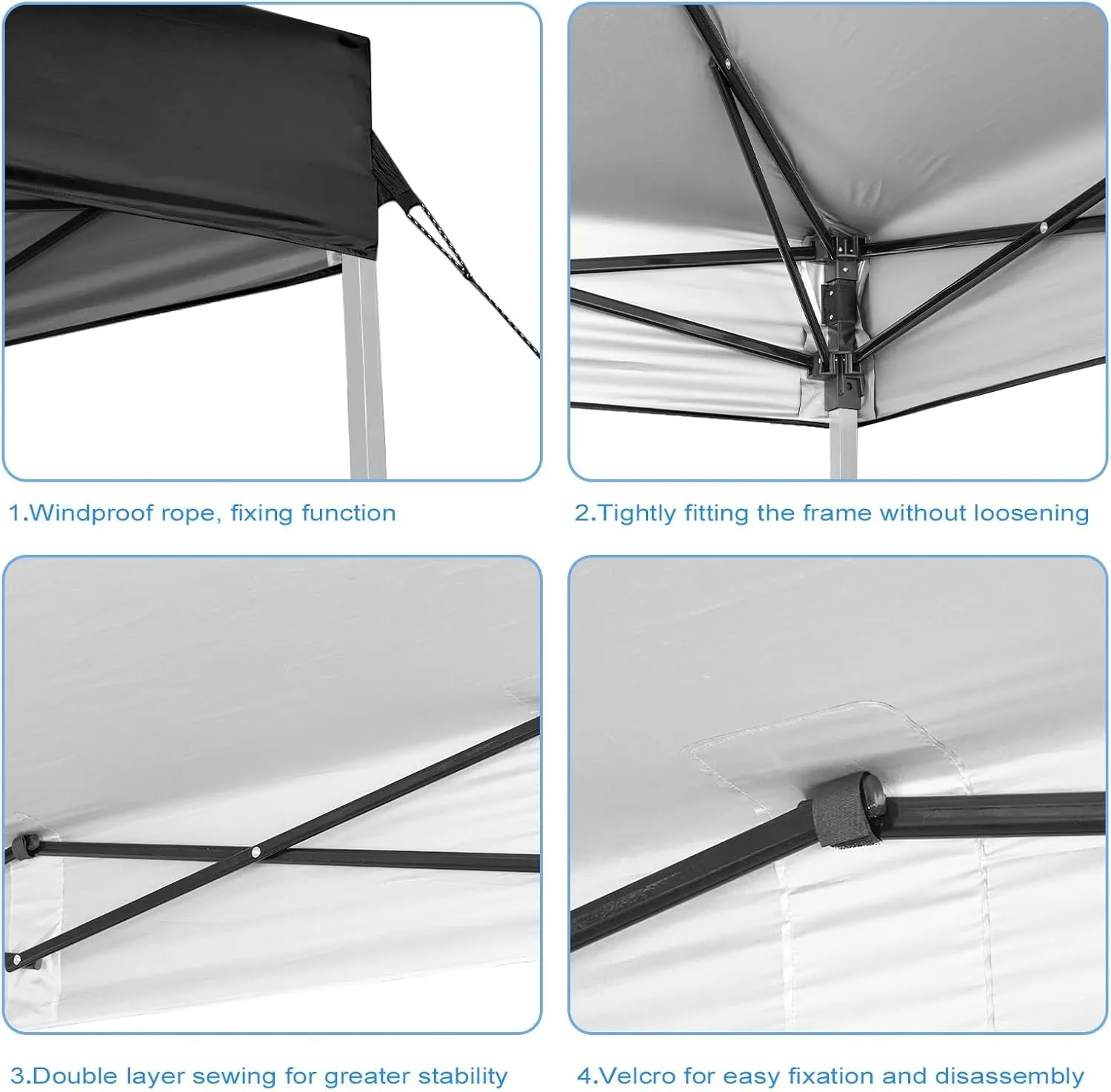10×10 Canopy Replacement Top Cover, Pop Up Canopy Tent Cover for Straight Leg Frame, Waterproof Canopy Top with Windproof Ropes for Outdoor Garden Patio Camping Sun Shade(Top Only) (Black)