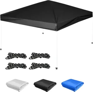 10×10 Canopy Replacement Top Cover, Pop Up Canopy Tent Cover for Straight Leg Frame, Waterproof Canopy Top with Windproof Ropes for Outdoor Garden Patio Camping Sun Shade(Top Only) (Black)