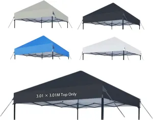 10×10 Canopy Replacement Top Only, Waterproof Pop Up Canopy Tent Top Cover with Ropes, Instant Canopy Top Sunshade Sliver Coated for Outdoor Garden Patio Camping (Black)