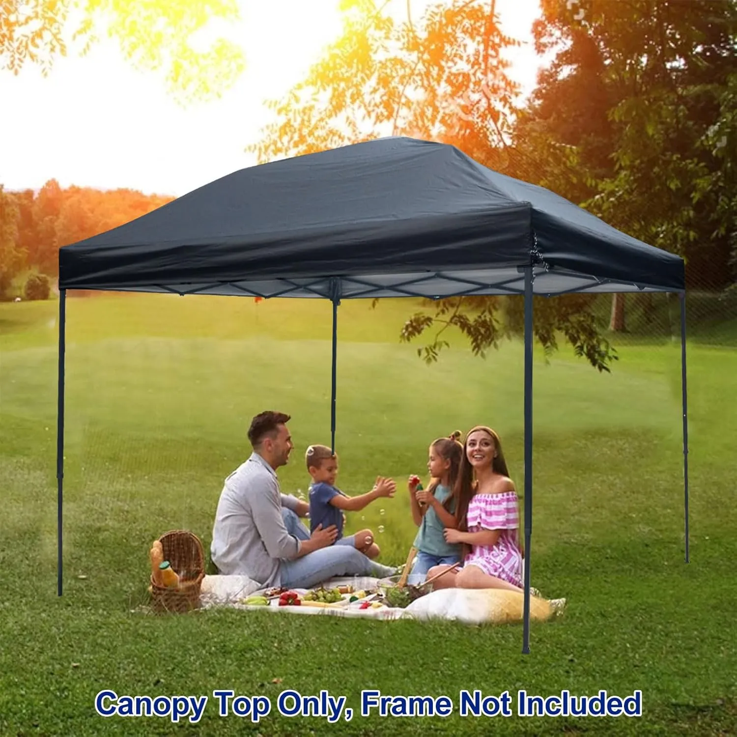 10×10 Canopy Replacement Top Only, Waterproof Pop Up Canopy Tent Top Cover with Ropes, Instant Canopy Top Sunshade Sliver Coated for Outdoor Garden Patio Camping (Black)