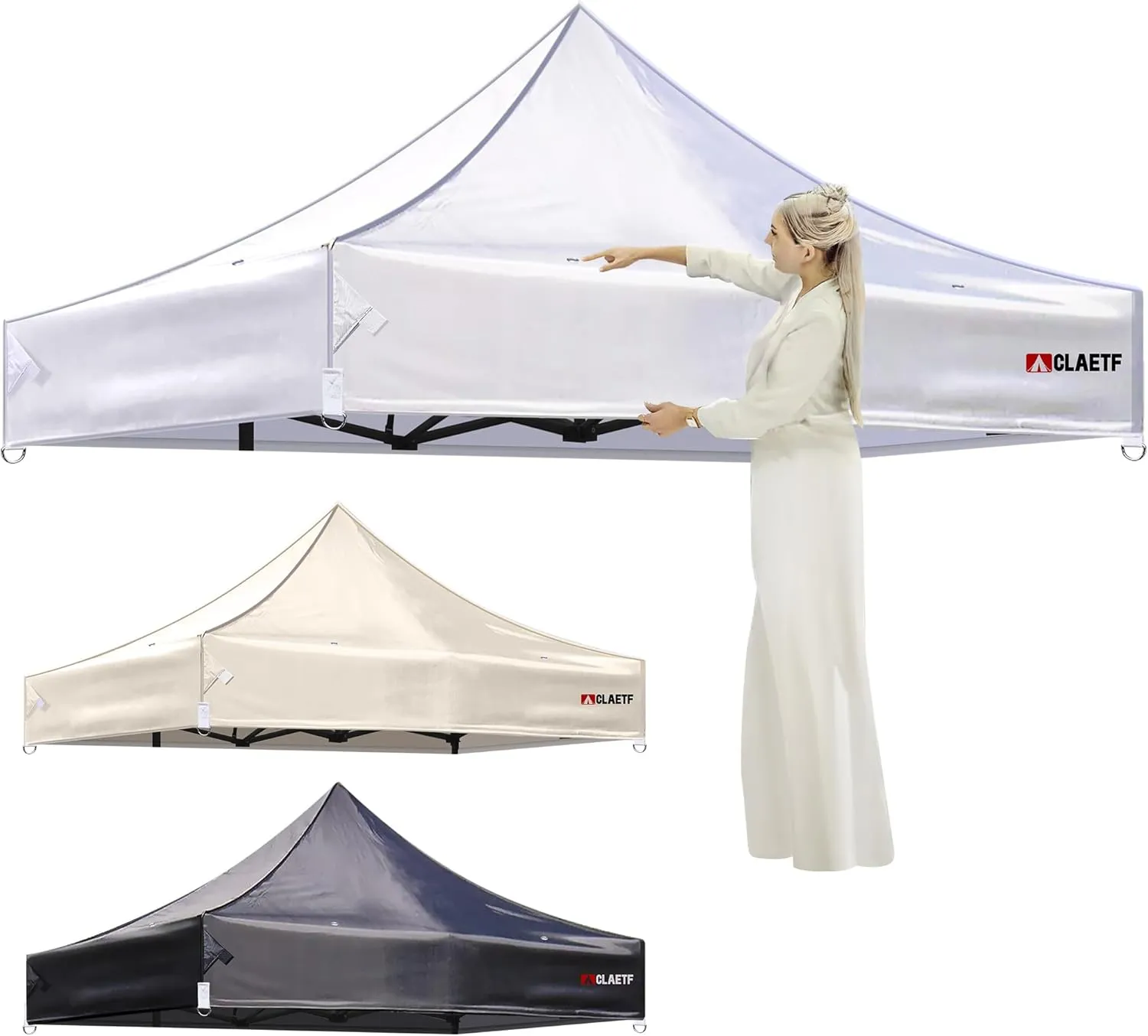 10x10 Canopy Replacement Top,Pop Up Canopy with 8 Drainage Holes,Canopy Tent Top Cover for Outdoor,Garden,Patio,Pavilion,Sun Shade.(TOP Only) (White)