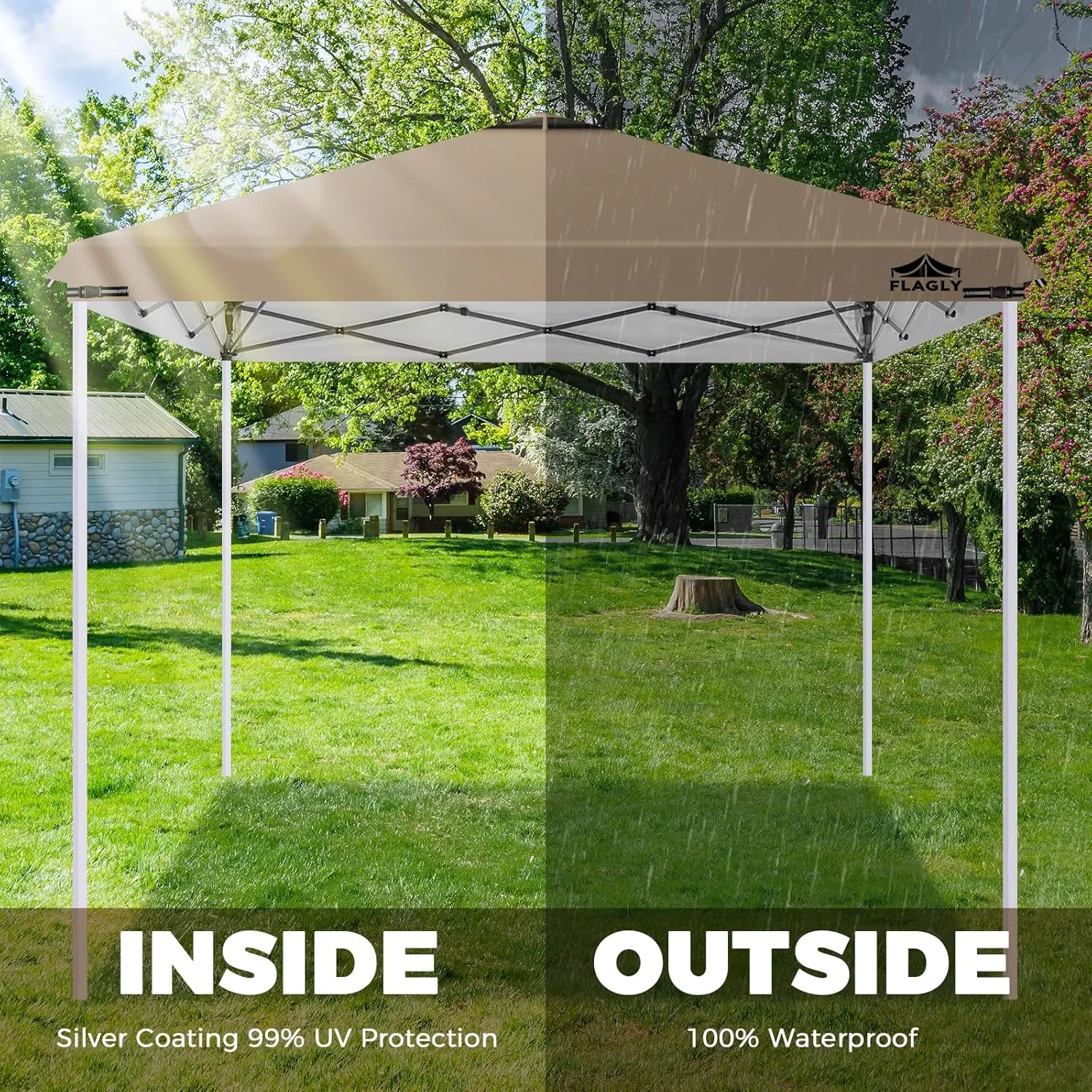 10x10ft Replacement Canopy Top with Air Vent, Waterproof & UV Protection Canopy Tent Top Cover for Straight Leg Canopy Frame - for Outdoor, Patio, Event, Trade Show (Khaki, 10x10ft)