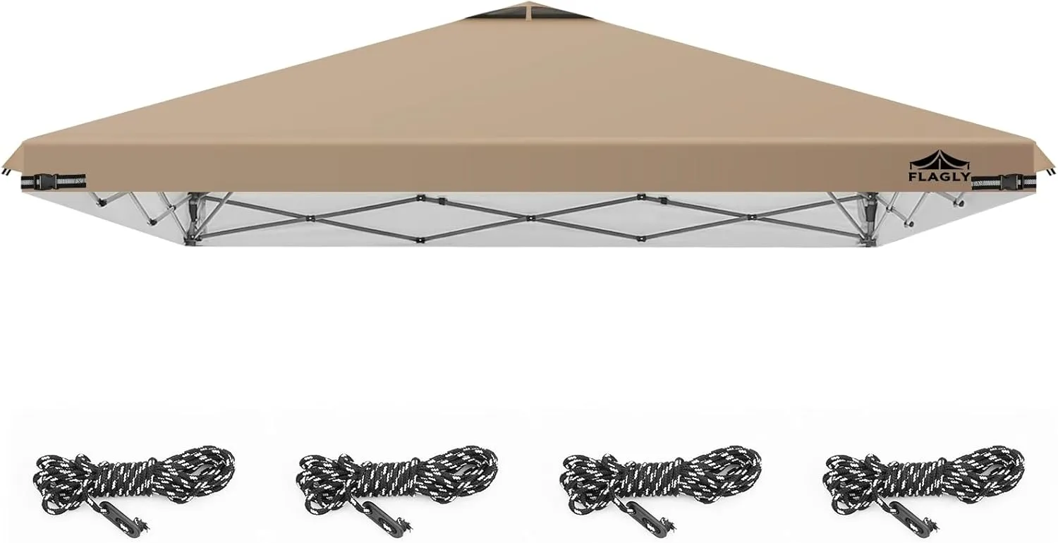 10x10ft Replacement Canopy Top with Air Vent, Waterproof & UV Protection Canopy Tent Top Cover for Straight Leg Canopy Frame - for Outdoor, Patio, Event, Trade Show (Khaki, 10x10ft)