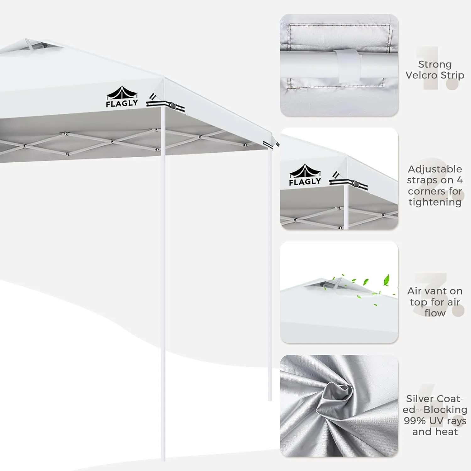10x10ft Replacement Canopy Top with Air Vent, Waterproof & UV Protection Canopy Tent Top Cover for Straight Leg Canopy Frame - for Outdoor, Patio, Event, Trade Show (White, 10x10ft)