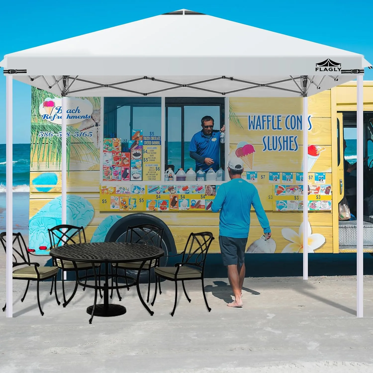 10x10ft Replacement Canopy Top with Air Vent, Waterproof & UV Protection Canopy Tent Top Cover for Straight Leg Canopy Frame - for Outdoor, Patio, Event, Trade Show (White, 10x10ft)