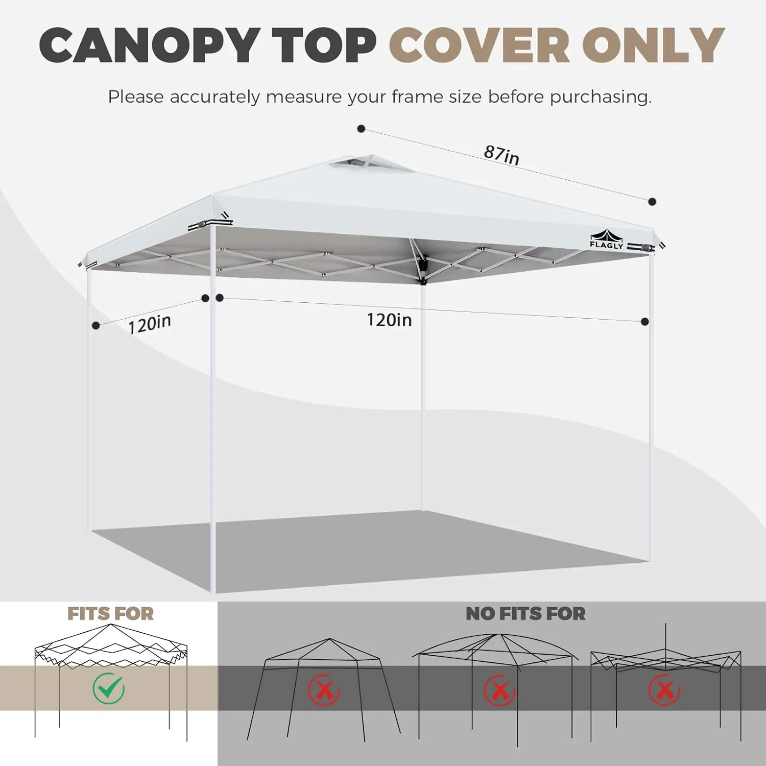 10x10ft Replacement Canopy Top with Air Vent, Waterproof & UV Protection Canopy Tent Top Cover for Straight Leg Canopy Frame - for Outdoor, Patio, Event, Trade Show (White, 10x10ft)