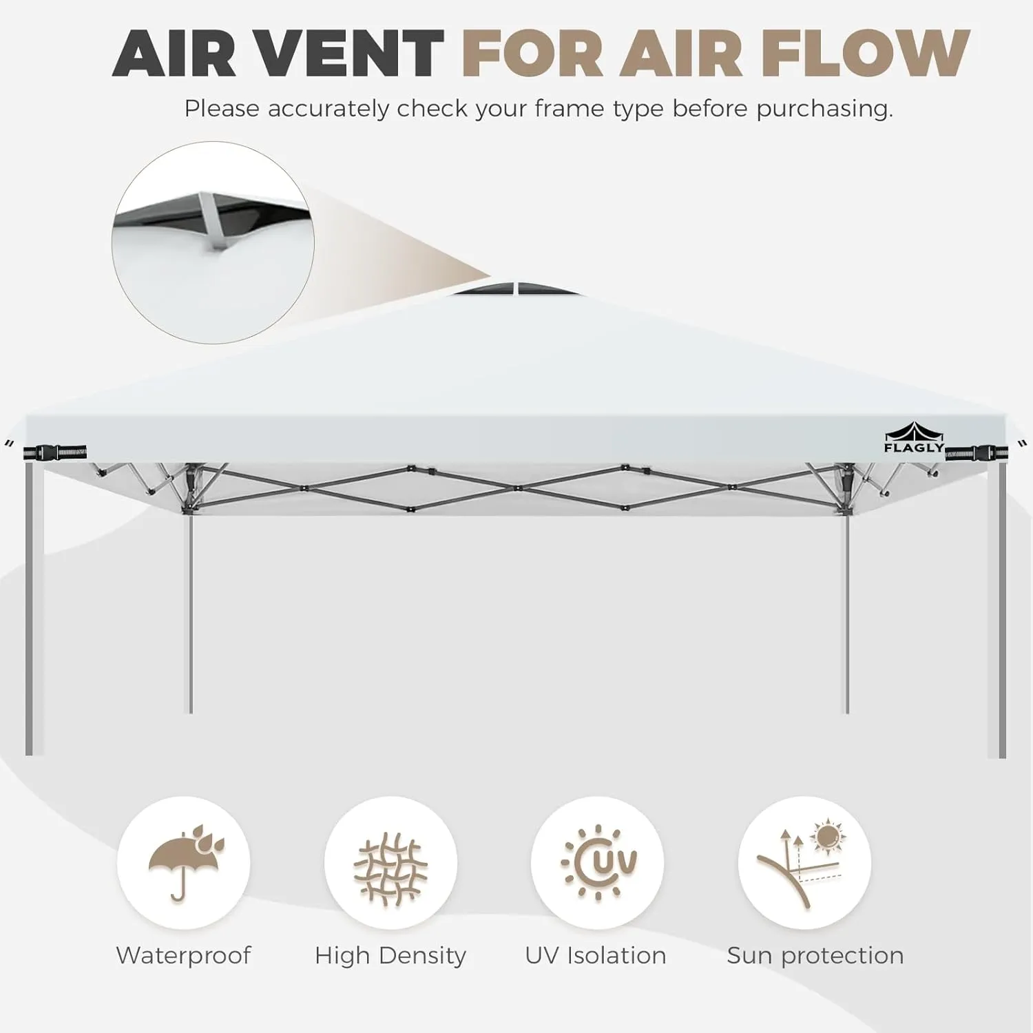 10x10ft Replacement Canopy Top with Air Vent, Waterproof & UV Protection Canopy Tent Top Cover for Straight Leg Canopy Frame - for Outdoor, Patio, Event, Trade Show (White, 10x10ft)