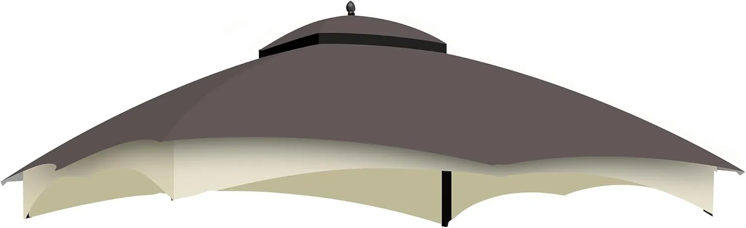 10x12 Ft Outdoor Patio Gazebo Replacement Canopy for Lowe's Allen Roth 10x12 Gazebo #GF-12S004B-1, Double Tiered Roof Top Cover, UV Protection & Waterproof Fabric, Brown (Frame Not Included)