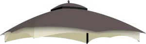 10x12 Ft Outdoor Patio Gazebo Replacement Canopy for Lowe's Allen Roth 10x12 Gazebo #GF-12S004B-1, Double Tiered Roof Top Cover, UV Protection & Waterproof Fabric, Brown (Frame Not Included)