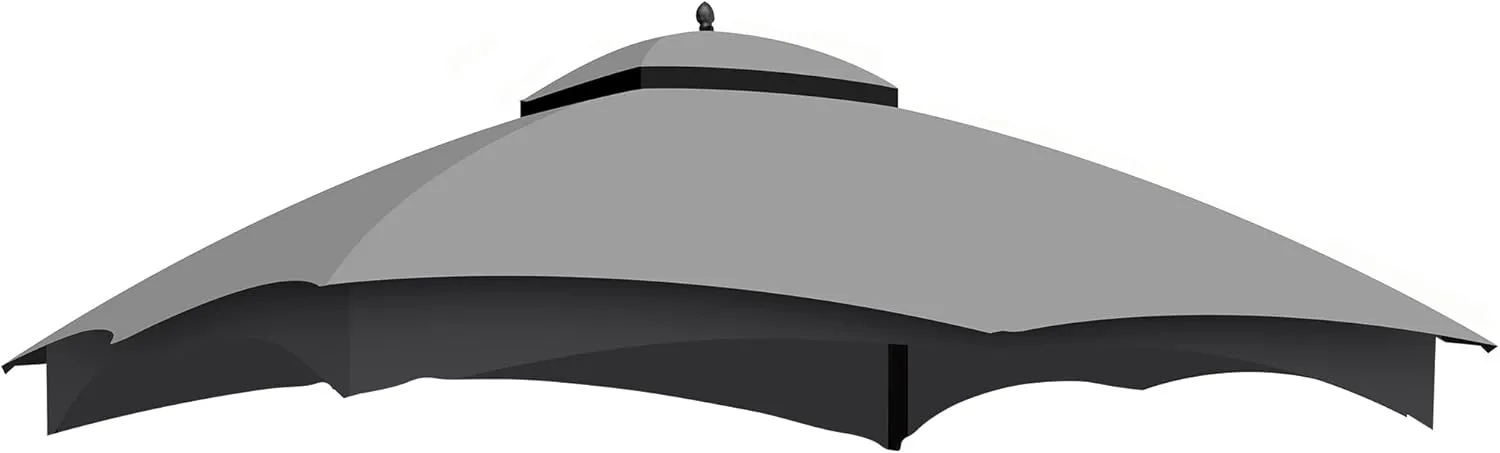 10x12 Ft Outdoor Patio Gazebo Replacement Canopy for Lowe's Allen Roth 10x12 Gazebo #GF-12S004B-1, Double Tiered Roof Top Cover, UV Protection & Waterproof Fabric, Grey (Frame Not Included)