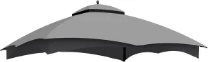 10x12 Ft Outdoor Patio Gazebo Replacement Canopy for Lowe's Allen Roth 10x12 Gazebo #GF-12S004B-1, Double Tiered Roof Top Cover, UV Protection & Waterproof Fabric, Grey (Frame Not Included)
