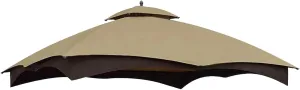 10x12 Ft Outdoor Patio Gazebo Replacement Canopy for Lowe's Allen Roth 10x12 Gazebo #GF-12S004B-1, Double Tiered Roof Top Cover, UV Protection & Waterproof Fabric, Khaki (Frame Not Included)